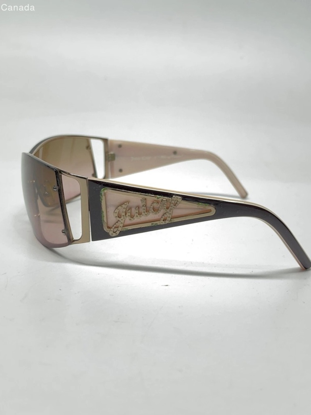 Juicy Couture Brown Shield Sunglasses with Gold Logo Accent